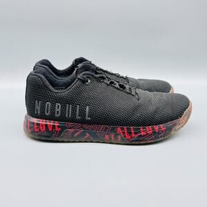 NOBULL Shoes Womens 8.5 Black Red All Love Trainer Graphic Sole Gym Sneakers